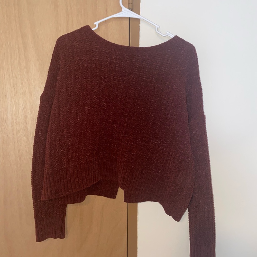 Pink Rose Burgundy Knitted Sweater